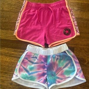 Converse & Urban Girls Athletic Shorts Lot Size 8 (8Y) Pink Tie Dye Summer